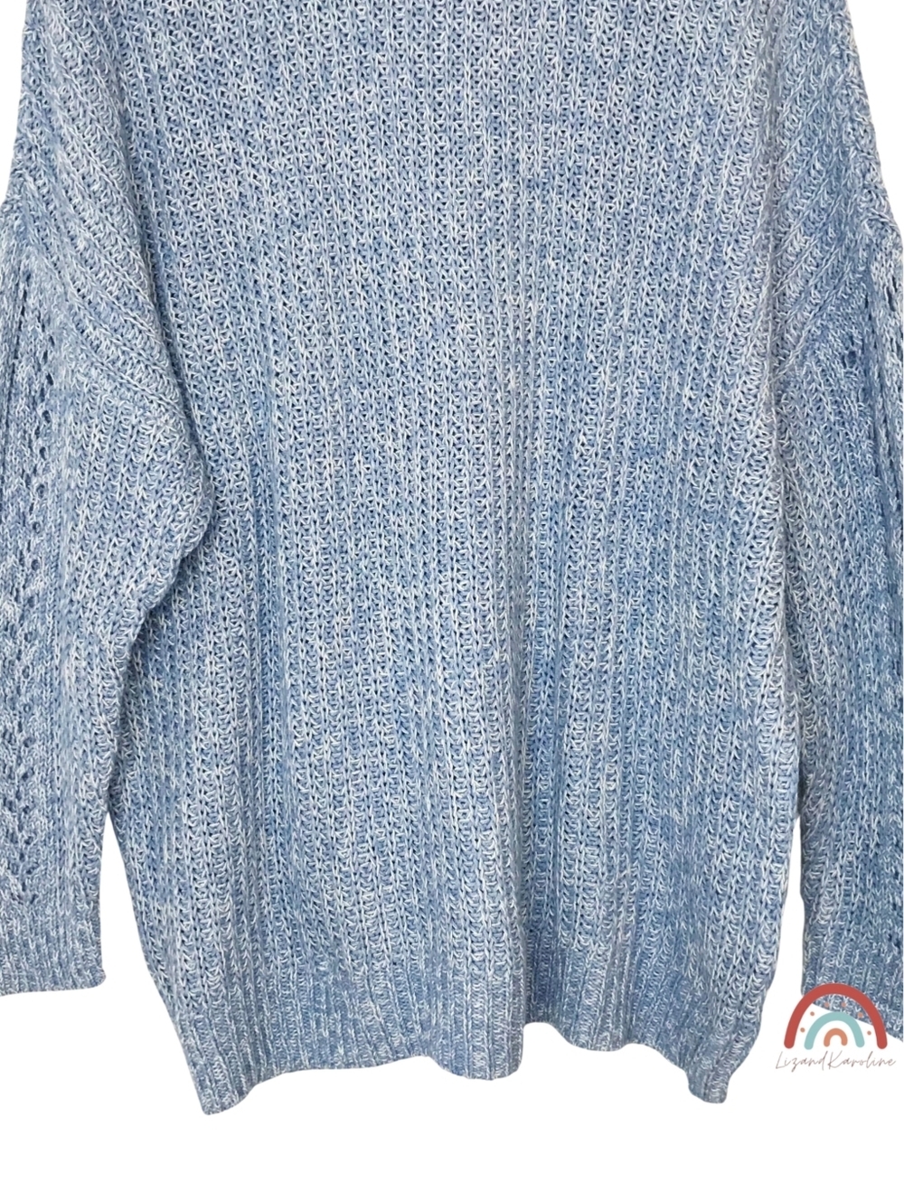 New! American Eagle Chunky Knit Oversized Longline Lattice Cozy Crewneck Sweater - Picture 7 of 10